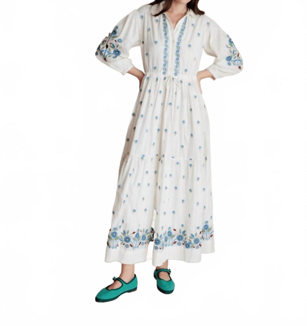 NEW DAYDRESS lina midi dress in aegean embroidery